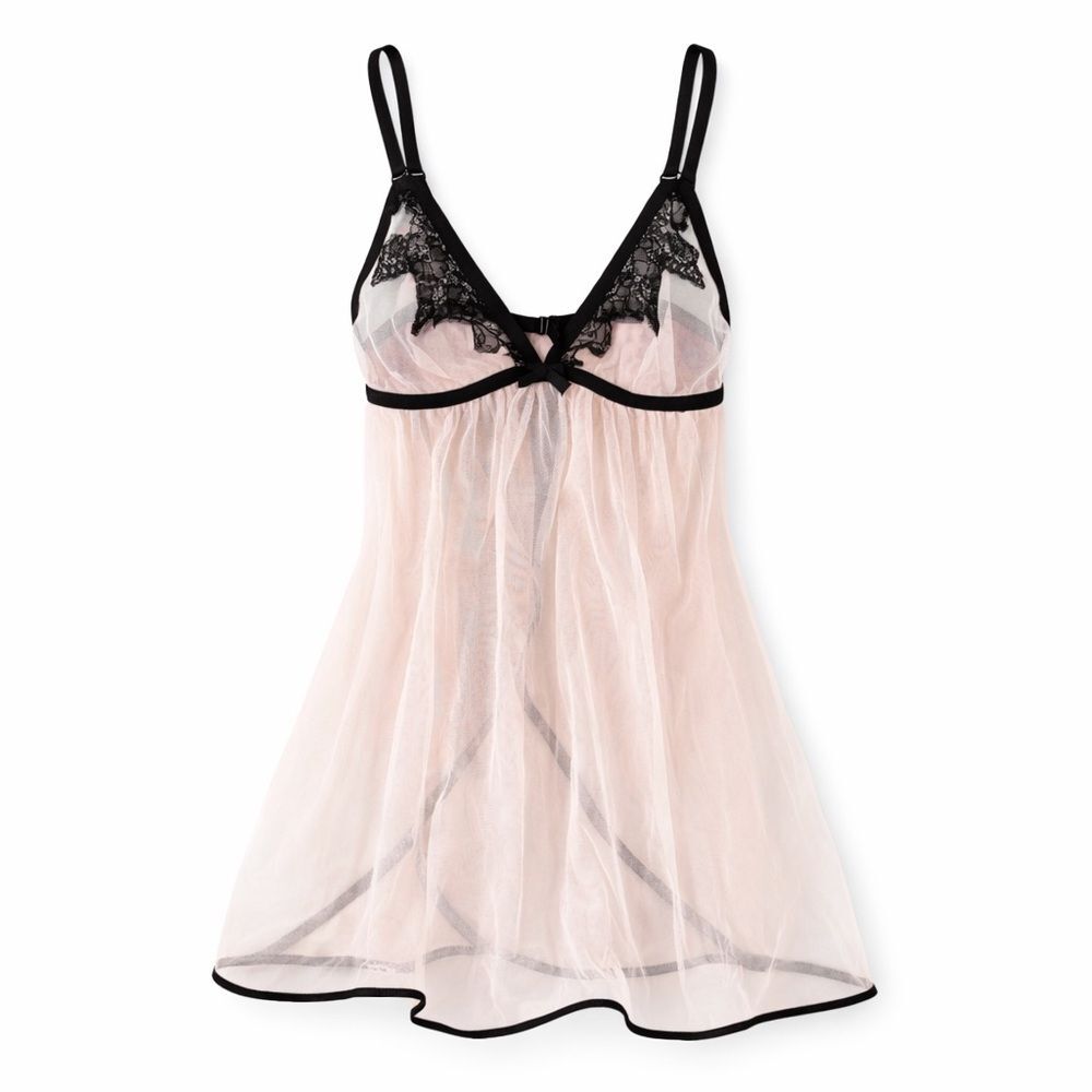 Victoria’s Secret Sheer Lace Babydoll Teddy Lingerie Dress Mesh Boudoir Slip XS